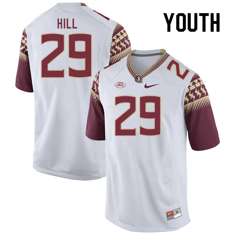 Youth #29 Rodney Hill Florida State Seminoles College Football Jerseys Stitched-White - Click Image to Close